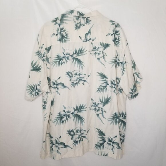 Knightsbridge Men XL Silk Blend Short Sleeve Button Up Hawaiian Ivory Shirt - Picture 8 of 15